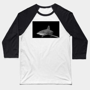 An Oceanic White Tip Shark and Pilot Fish in Black and White Baseball T-Shirt